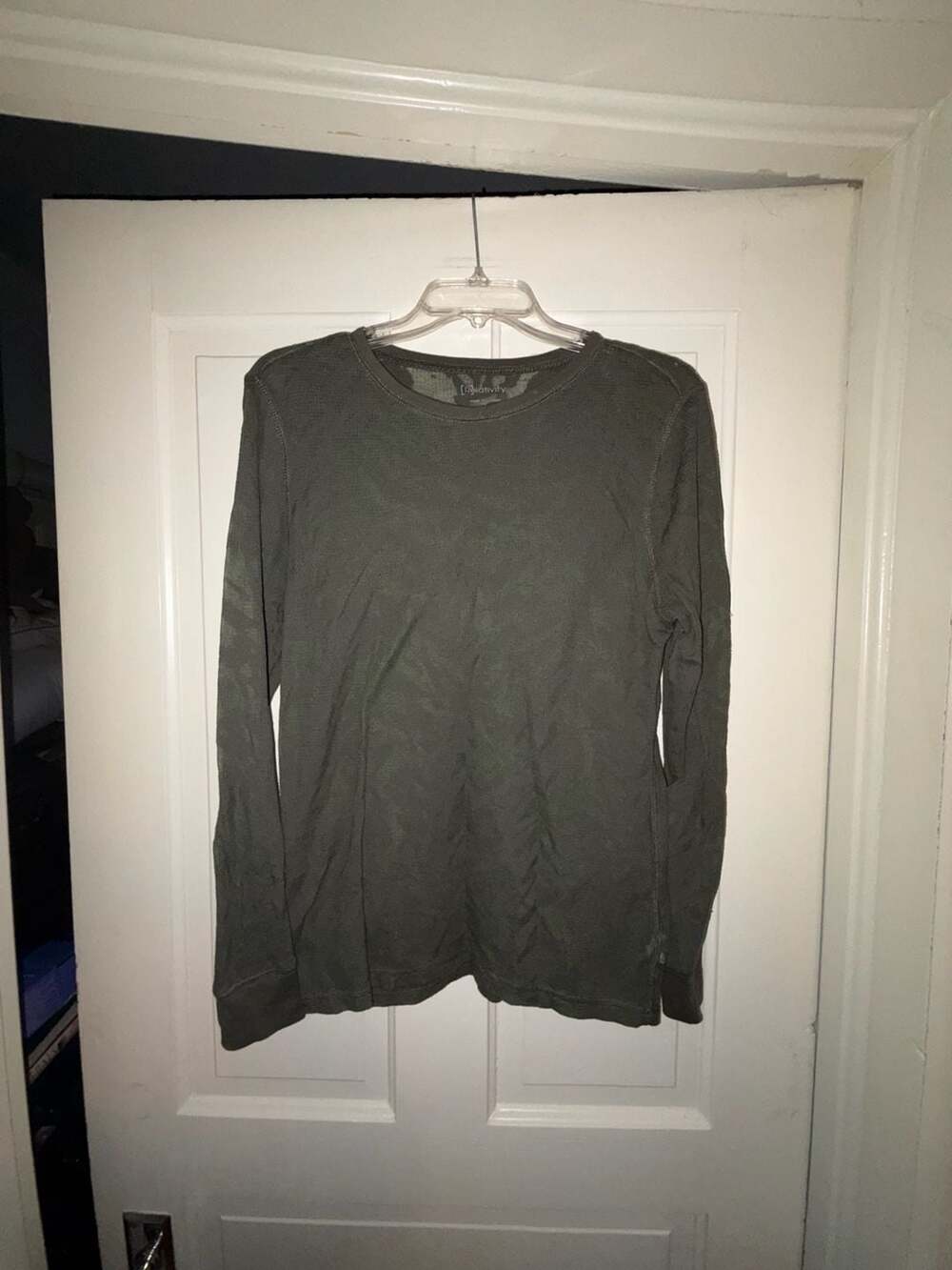 Relativity Long Sleeve Thermal Shirt Size L Olive Green Waffle Knit